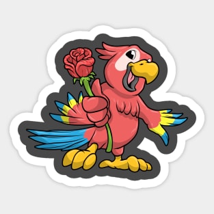 Parrot with yellow Beak and red Rose Sticker